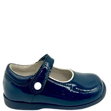 STARTRITE GIRLS F FIT VELCRO STRAP SHOE - NAVY PATENT